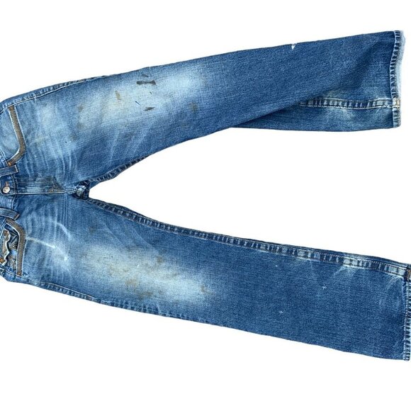 VINTAGE True Religion Jeans Size 34 STRAIGHT Blue - Picture 9 of 10